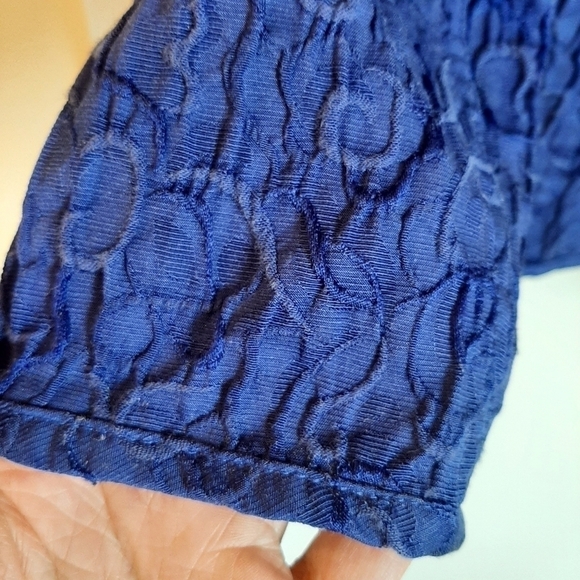 Chico's Textured Blazer Jacket Royal Blue Women's Medium Mandarin Collar Coastal - Picture 2 of 6